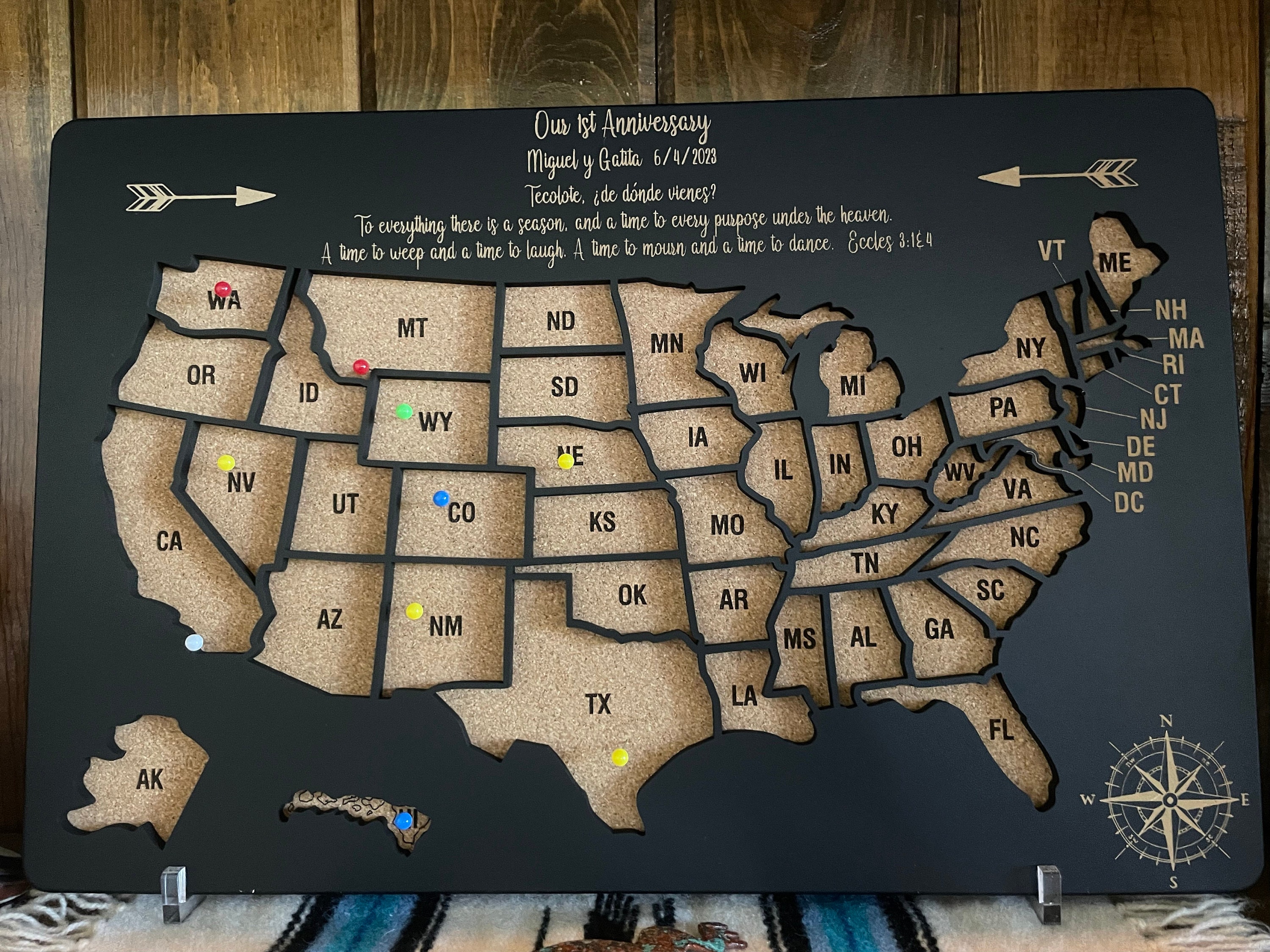 1 Year Anniversary Gift For Boyfriend, Travel Map For Couples Gift For Girlfriend,Long Distance Relationship Gift For Boyfriend,Push Pin USA