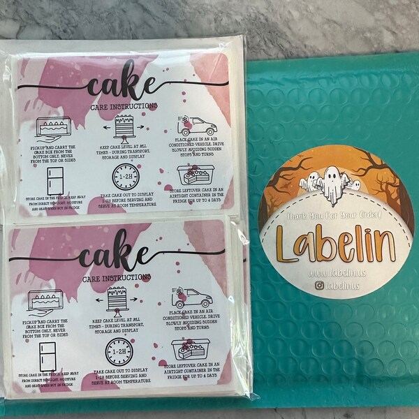 Printed Cake Care Instruction Labels, Glossy Stickers - Etsy