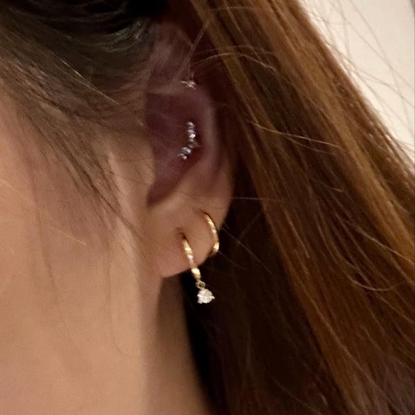 Adored Moissanite Huggie Drop Earrings main image 0