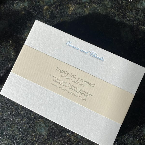 Personalised Script Letterpress Flat Notecards - Correspondence Cards ...