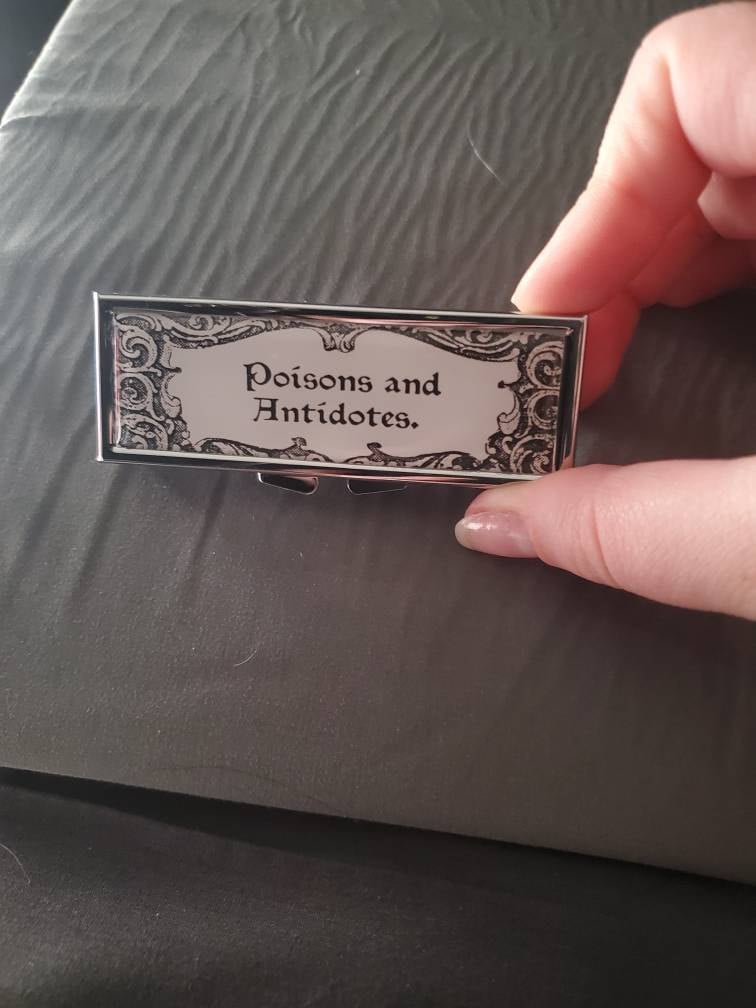 Poisons and Antidotes Pill Box -  SteamPunk, Gothic, Curious, Strange and Unusual, Gifts, Trinket Box, Pill Case, Pill Holder, Travel Size
