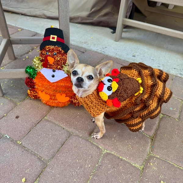Thanksgiving Dog Costume MuYaoPet Thanksgiving Turkey Dog Dress With Hair  Bow - Plaid Holiday Skirt Outfit For Small Medium Dogs, Cats, Fall Costume  Poodle Skirt Costume