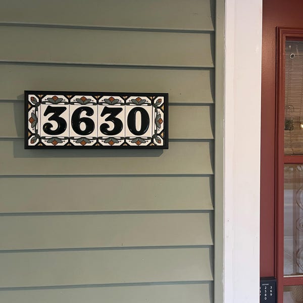 House Numbers Address Tiles Framed Set Custom Address Tiles Sign Hand ...