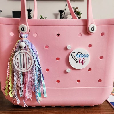 Bogg Bag Monogrammed Tassel/tag/charm Pastel Colors - Etsy