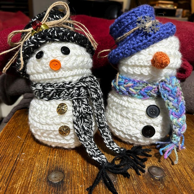 A customer's finished Wheat Stitch Snowman Crochet Pattern