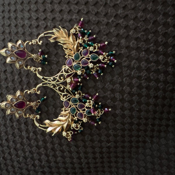 Victorian Chandbali Earrings in 1 Gram Gold Finish