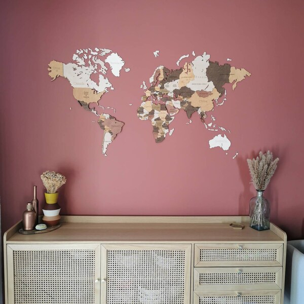Wooden World Map , DIY Map , World Map Wall Art, Home Decor