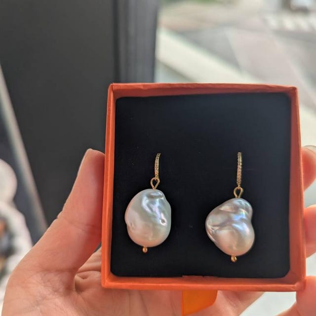 KYOTO Large Baroque Pearl Earrings, Real Freshwater Pearl