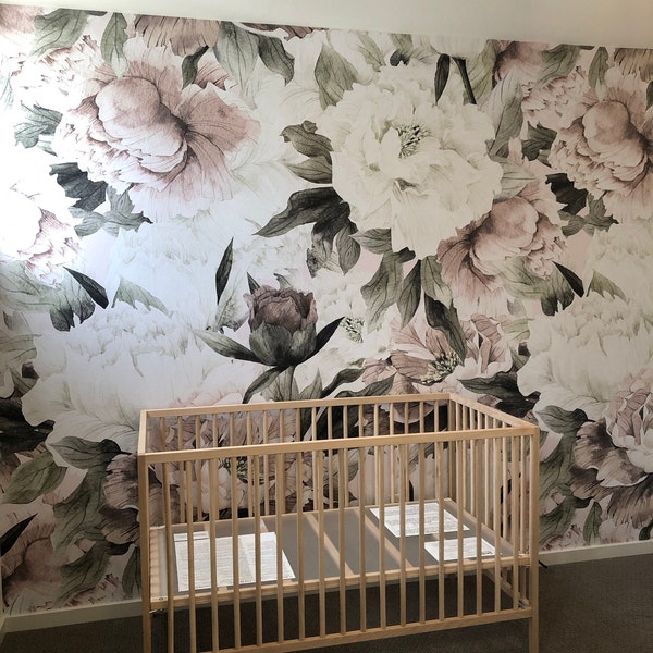 Vintage Roses and Peonies Peel and Stick Wallpaper | Removable ...