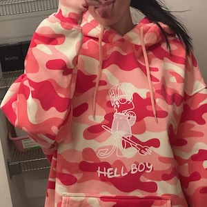 pink hellboy hoodie