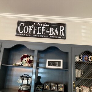 COFFEE BAR SIGN Modern Farmhouse Wall Decor Personalized Family Name ...