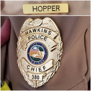 Chief Hopper Hawkins Police Badge and Name Tag Prop Replica From ...