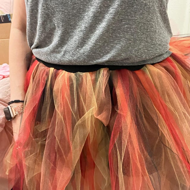 Flame Tulle Skirt Adult Tutu Streamer Knee Length Red Black Yellow
