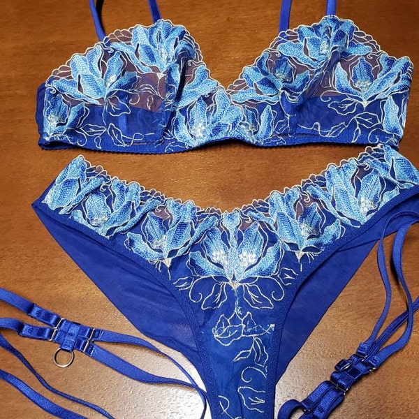 Floral Embroidered Lingerie Set