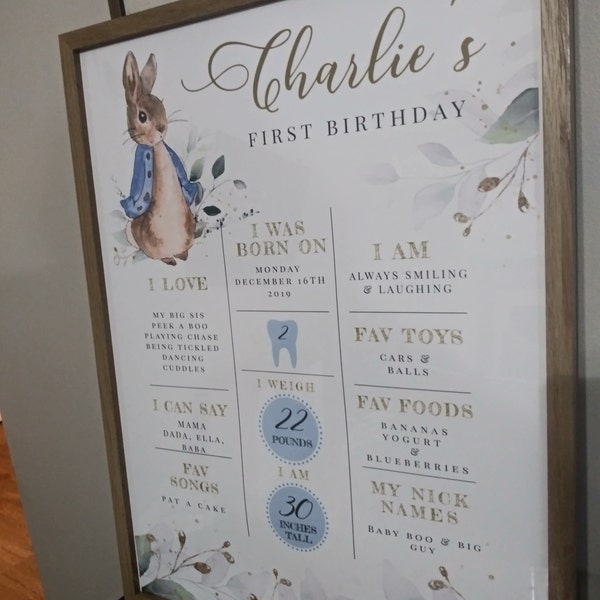 Peter Rabbit EDITABLE Birthday Milestone Sign, Printable Birthday ...