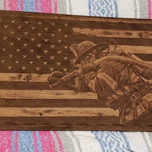 Glowforge Digital Laser Ready Design File - Fireman American Flag ...
