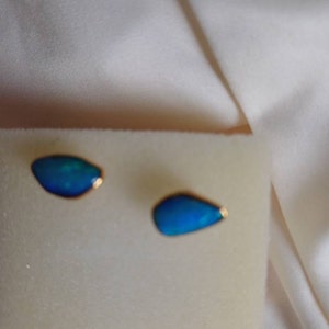 Customer photo from Sigrun Hauksdóttir, Large Raw Australian Opal Stud Earrings