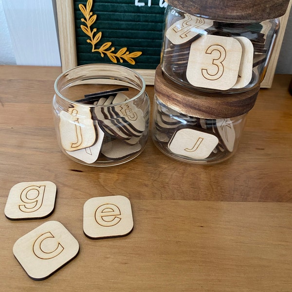 Wood Montessori Alphabet Set, Handmade Wood Letters, Wood Movable ...