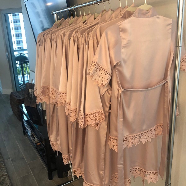 Silky Chunky Lace Robe, Bridesmaid Robes, Bride Robe, Bridal Party Robe ...