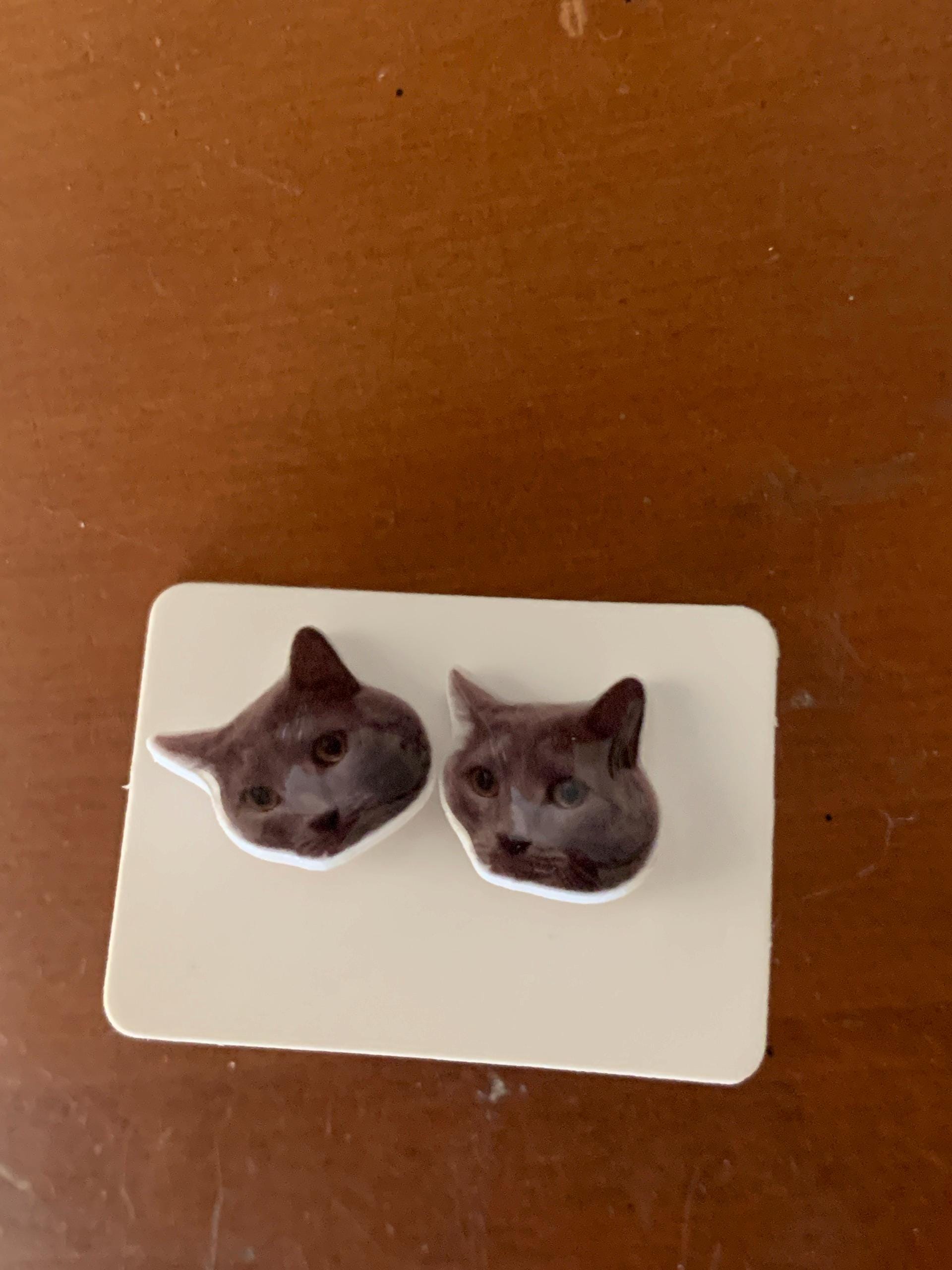 Custom Pet Portrait earrings and ring, Personalized Handmade Cat Dog Portrait earrings, Pet Face earrings, Artwork gift for her