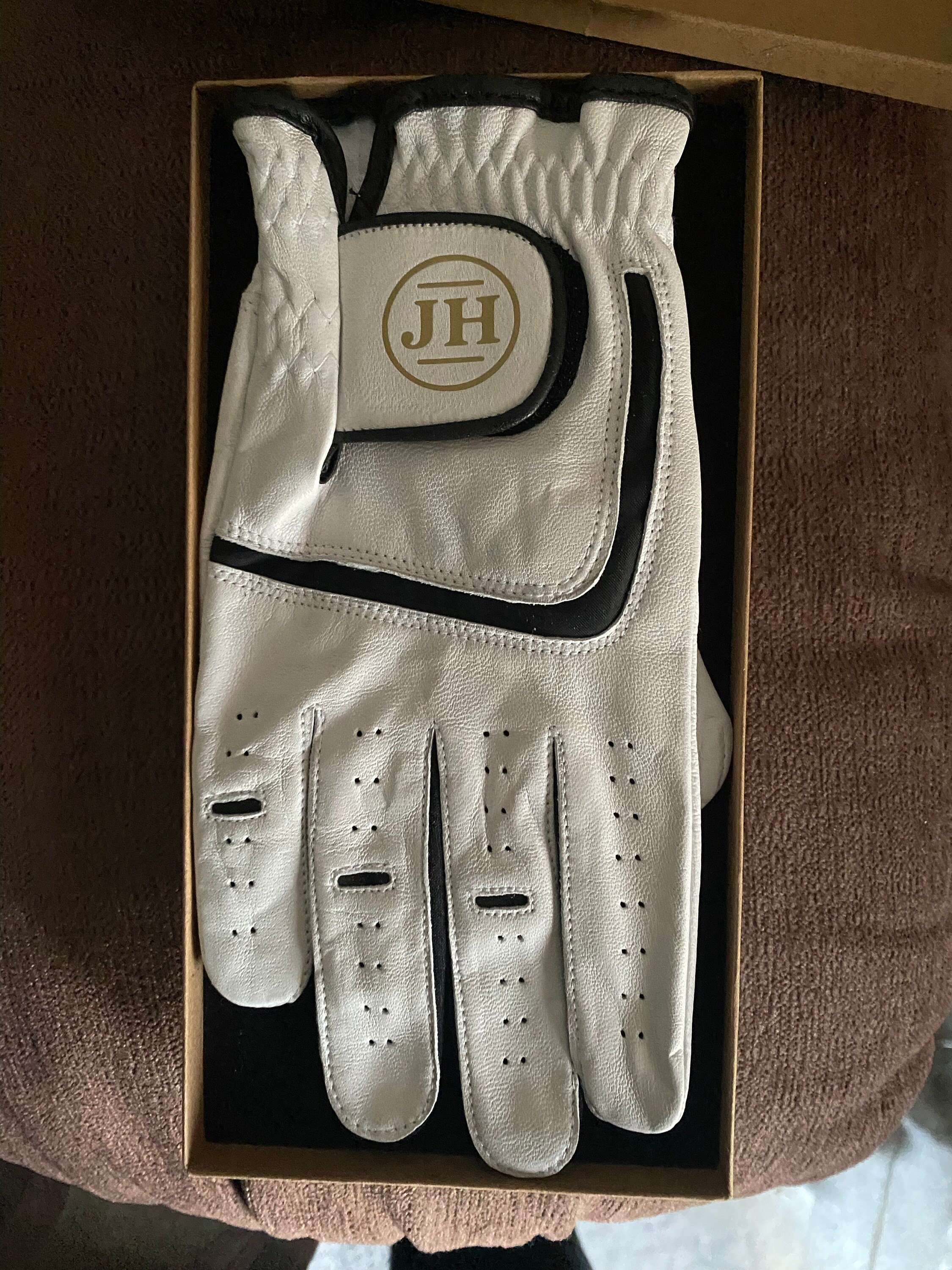 Personalised Leather Golf Glove, with a gold monogram and Matching Gift Box, gift for golfer