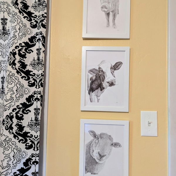 Sheep Art Print - Hand Drawn Animal Pencil Drawing A4 / A5 Sizes Giclee ...