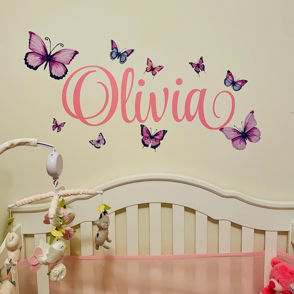 Personalized Butterfly Name Wall Decal, Girls Bedroom Decor - Etsy
