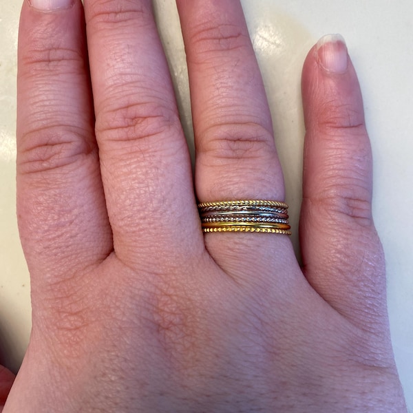 Stacking Ring Set • Ultra Thin Stacking Rings • Twist Ring, Dainty ...