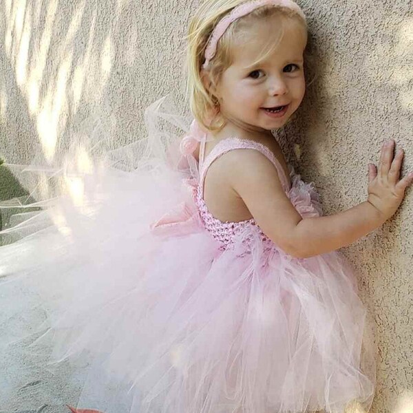Baby Girls Champagne Hi-Low Multi Level Ruffle Tutu Flower Girl Dress 6-24M main image 1