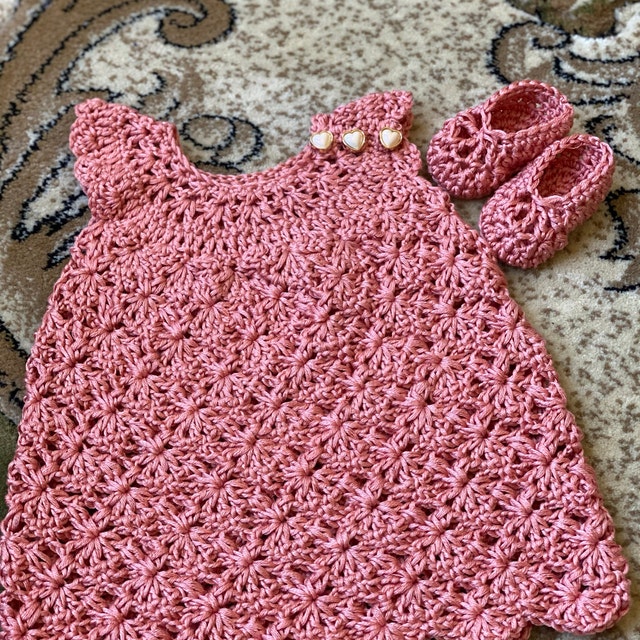 Crochet Dress PATTERN - Rose Blush Dress (sizes up to 7