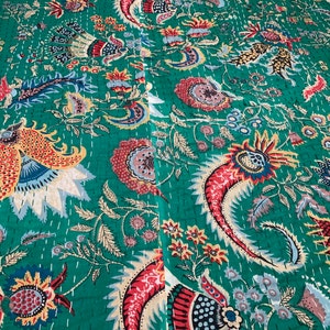 Indian Kantha Quilt Handmade Kantha Bedcover Bedding Kantha Bedspread ...