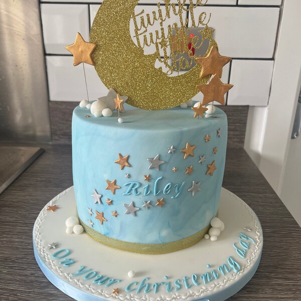 Moon Twinkle Twinkle Little Star Glitter Cake Topper - Baby Shower ...