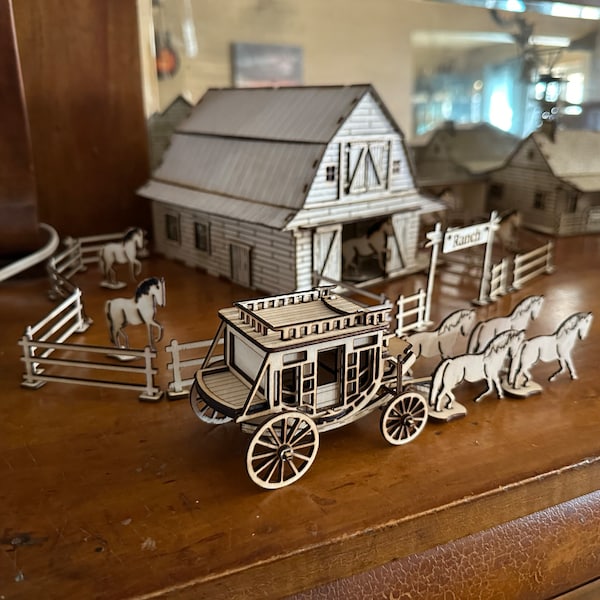Wild West Stagecoach Laser Cut FILES 1:56 Scale SVG XCS Dxf for ...