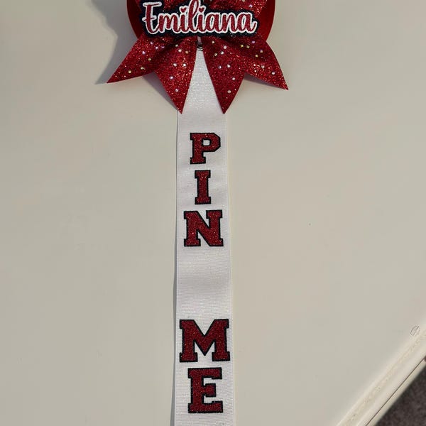 Red Rhinestone Cheer Pin Me Ribbon - Etsy