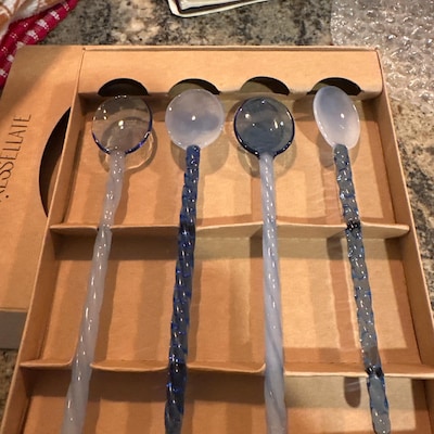 NUOBESTY 6pcs Clear Espresso Spoons Glass Stirring Spoons