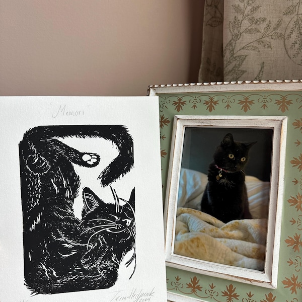 Black Tiki Cat Autographed Canvas Giclee