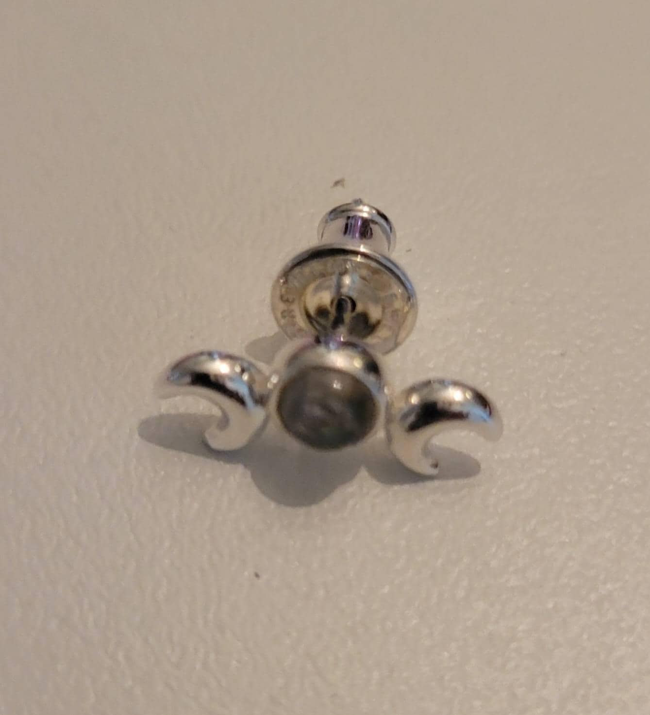 Hecate Symbol Earring • Goddess of Witchcraft and Magic Jewelry • Twin Moons Helix Earring  • Moonstone Cartilage Silver Piercing - CRT004