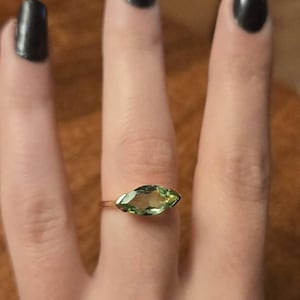 Solid Band East West Bezel Set Morganite Ring, 18k Gold Vermeil Ring, 925 Sterling Silver, Handcrafted Solitaire Ring, Pink Crystal Ring