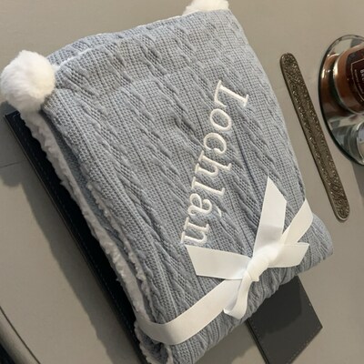 Ralph Lauren Baby Cable Knit Blanket in White (130cm x 180cm)