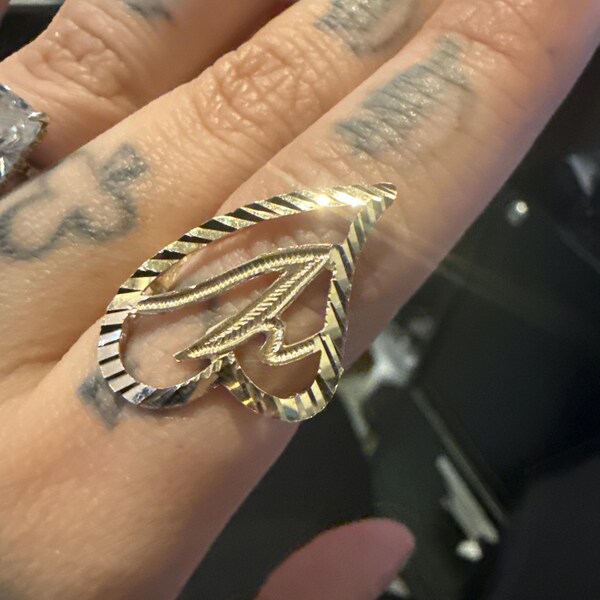 10k Gold Initial Heart Ring - Personalized Letter K, Handmade In USA