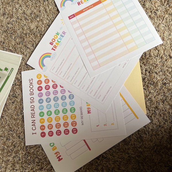 Rainbow Reading Log, Book Tracker for Kids, Reading Challenge, Reading ...