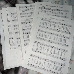 50 Old Sheet Music Pages 6x9in Vintage Hymn Piano Notes