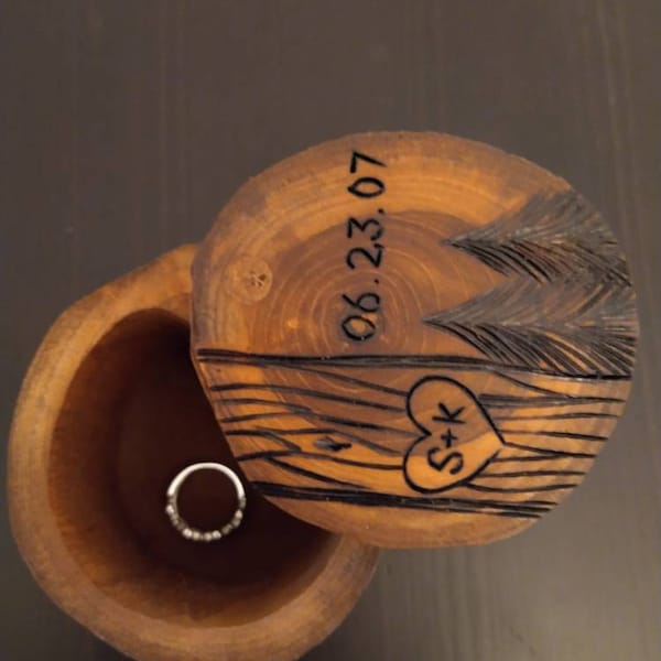 Custom Wooden Wedding Ring Box - Personalized Tree With Heart and ...