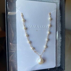 Pearl Drop Pendant, Dainty Freshwater Pearl Necklace, Beaded