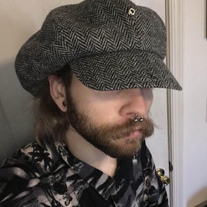 帽子 FATBOY BE-BOP HARRIS TWEED Rob Zombie Oversized Newsboy Cap Grey