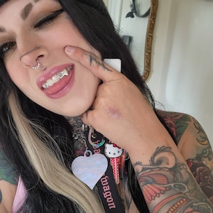 Trendy Custom Grillz With Open Face and Middle Two Skipped With Small