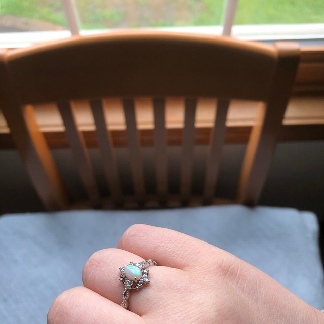 Natural Fire Opal Ring in 925 Sterling Silver- Australian Opal