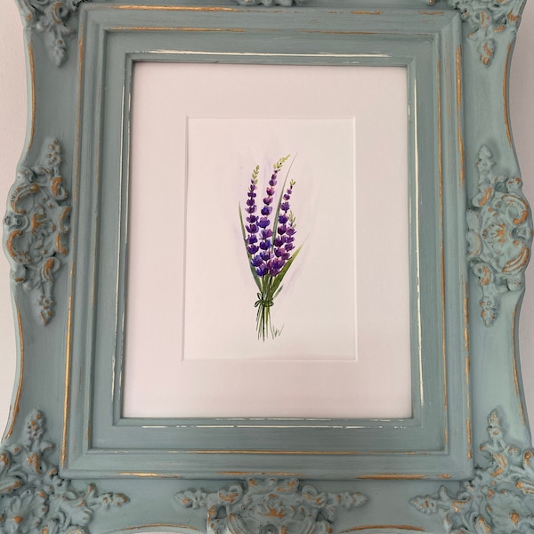 Original Hand Painted Watercolor Lavender Bunch Blank Card 5"x7" - Etsy
