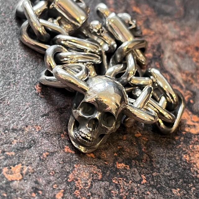 Skull Bracelet, Sterling Silver Skull Bracelet, Silver Oval