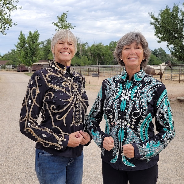 Western Custom Rodeo Queen, Showmanship, Horsemanship, chemise de concours Western Pleasure et veste de rail pour femme. - Canada